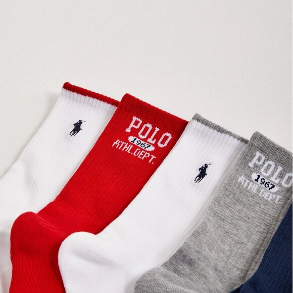 Polo Ralph Lauren Logo Crew Socks 6 Pack Assorted - Picture 3 of 5